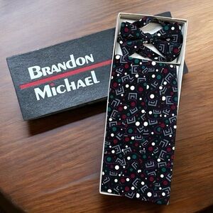 Brandon Michael Vintage Cummerbund & Bow Tie Set Geometric 2 piece 90s USA